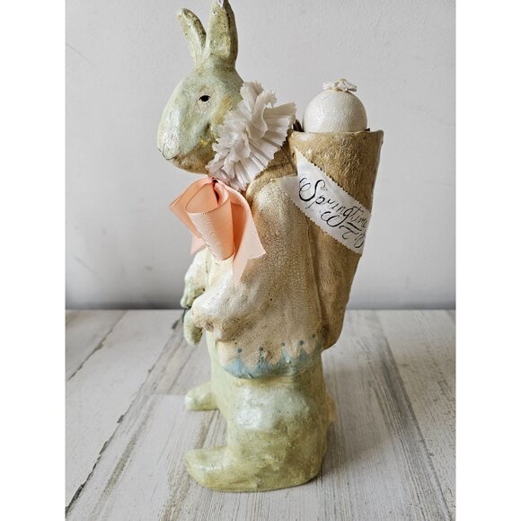 Vintage Nicole sayre 15" Easter Bunny rabbit Midwest basket springtime readings - Picture 2 of 10